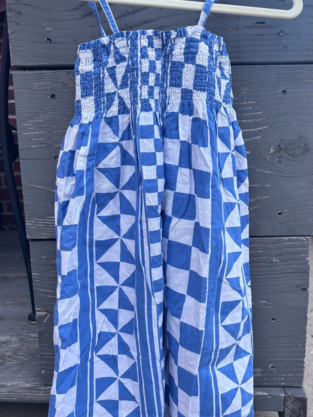 Tea Collection Blue Geometric Smocked Sundress